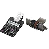 CASIO Druckender Tischrechner HR-150RCE, 12-stellig, 2-Farbdruck, Nachträglicher Druck, Gesamtsummen-Speicher & IR-40T Farbrolle Rechenmaschine schwarz/