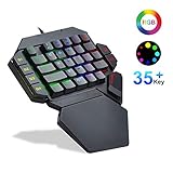 TOP STAR Mechanische Gaming-Einhandtastatur K50 RGB mit Hintergrundbeleuchtung und Handballenauflage, USB-Kabel, 35 Tasten, kein Treiber erforderlich, Unterstützung für Makroaufnahme / -löschung