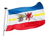FLAGLY Premium Fahnen & Flaggen 100x150cm -115g/m² Stoffgewicht - Robustes und witterungsbeständiges Glanzpolyester mit Ösen, Bundesländerfahnen (100 x 150 cm, Mecklenburg-Vorpommern)