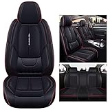 Leder Sitzbezug Auto Sitzbezüge Set für Alfa Romeo 147 156 159 166 Giulia Giulietta Mito Stelvio,Mg 6 Mg3 Universal 5 Sitzer Autositzbezüge(Size:Ohne Kopfstütze,Color:Schwarz)