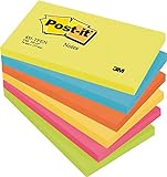 Post-it 'Rainbow Notes' bunte Haftnotizen 76 x 127 mm - gesteigerte Aufmerksamkeit durch knallige Farben – 6 Notizblöcke à 100 Blatt in Neon Grün & Orange, Ultra Blau, Gelb & Pink