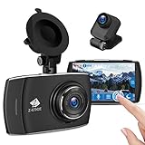 Z-Edge Dual Dashcam Autokamera Ultra HD 1440P mit Rückkamera Full HD 1080P, Touchscreen 4,0 Zoll, Loop-Aufnahme, WDR, G-Sensor, Bewegungserkennung, Parküberwachung, inkl. 32GB MicroSD