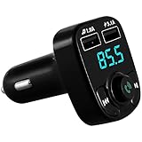 Bluetooth Fm Transmitter Auto Radio Transmitter Bluetooth Adapter Auto mit 2 USB Anschlüsse Ladegerät LED Display Mp3 Bluetooth Player Schnelles Aufladen Musikplayer Freisprechen U-Disk unterstü
