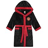 Manchester United FC - Herren Fleece-Bademantel - offizielles Merchandise Fußballfans - Schwarz - L