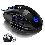 UtechSmart Venus -gaming maus mmo maus razer naga 12 tasten 16400 dpi USB Laser Gaming Mouse | 18 Tasten | 16400 dpi Abtastrate | High Precision | konfigurierbare LED-Farb-Beleuchtung | Avago Sensor Technology | MMO Gaming | inkl. software (programmierbare Tasten) | bis zu 30G Beschleunigung | ergonomisches Desig