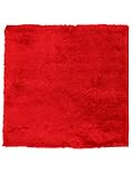 carpetfine Hochflorteppich Breeze Quadratisch Rot 150x150 cm | Moderner Teppich für Wohn- und S