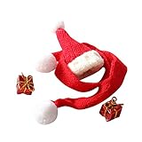 Surakey Mini Weihnachtsmütze Und Schal Miniatur Geschenkboxen Mini-Strickmütze für Märchengarten Puppenhaus Deko Weihnachten Schmuck DIY Basteln Weihnachtsdekoration Handwerk