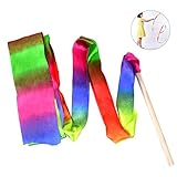 OZUAR 2 Stück 2 Meter Dance Farbbänder Rhythmische Streamer Baton Twirling Kunst Fitnessstudio Band für Kinder Kunst Tänze …