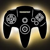 Gaming Pad 64 Lampe aus Holz - personalisierbares Geschenk für Männer - Gaming Zimmer Deko - Gamingpad Lampe - personalisierbar zum Hinstellen/Aufhängen - Spielekonsole - persönliches Geschenk