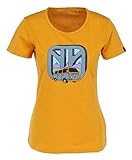 Elkline Damen VW-Bulli T-Shirt Worldwide, Farbe:goldenyellow, Größe:48
