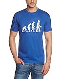 Coole-Fun-T-Shirts Herren T-Shirt Robot Evolution Big Bang Theory!, blau-Weiss, L, 10845