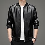 CIDCIJN Herren Lederjacke - Mode Herren Kunstleder Jacke Motorrad Baseball Uniform Slim Reißverschluss Winddicht Casual Herren Pu Jacke/Kunstledermantel, Schwarz, Asiatisch M Ist Eur X