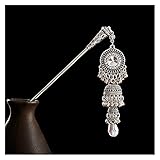 ZHMYENGMING Klassische Haarnadel Ethnische Frauen Vintage Tibet Silber Farbe Legierung Glocken Haarnadel Klassische Elegante Lange Quaste Haar Mode Zubehör (Metal Color : Style 1)