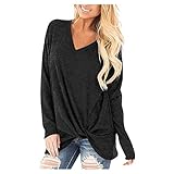 Women's Casual Long Sleeve T-Shirt Elegant Tops Leisure Tunic with Button Shirt(Black, L)