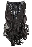 PRETTYSHOP XXL 35cm 8 Teile Set CLIP IN EXTENSIONS Haarverlängerung Haarteil Voluminös Gewellt Dunkelbraun CES102-1