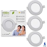 Lumare LED Einbaustrahler 6W 230V IP44 Ultra flach 3er Set Wohnzimmer, Badezimmer Einbauleuchten Silber rund 26mm Einbautiefe Mini Slim Decken Spot warmweiß