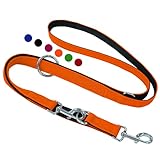 Amazon Brand - Umi - Hundeleine Air Mesh, 3fach verstellbar, 2m | für kleine & große Hunde | Doppel-Leine Hund Katze Welpe | Schlepp-Leine | Führ-Leine | Welpen-Leine | Orange, XS