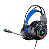 PS4/5, PC, Xbox One Controller Stereo Gaming Headset, Gaming Noise Reduction Headset, RGB Lighting Gaming Headset, Surround Sound Headset, Notebook Gaming Headset, Schw