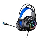 PS4/5, PC, Xbox One Controller Stereo Gaming Headset, Gaming Noise Reduction Headset, RGB Lighting Gaming Headset, Surround Sound Headset, Notebook Gaming Headset, Schw