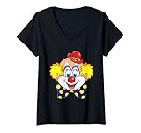 Damen Lustiges Karneval Zirkus Clown Kostüm Faschings T-Shirt mit V