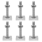OPAMOO T-Nut Adapter, 6pcs T-Track Adapter Nutsteine für Relingträger Nutsteine Set 304 Edelstahl T-Gleitschrauben T-förmige Platte mit Muttern und Unterlegscheiben für Dachträger Thule Träg