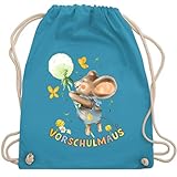 Shirtracer Schulkind Einschulung und Schulanfang - Vorschulmaus - Maus mit Pusteblume - Unisize - Hellblau - WM110 - WM110 - Turnbeutel und Stoffbeutel aus Baumw