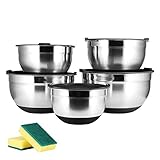 JUNING 18/10 Edelstahlschüssel Set 5 Stück, Hochpolierte Technik, Rührschüssel Set/Salatschüssel aus Edelstahl, Kochen wesentliche Kü