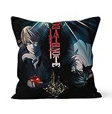 Tainsi Versteckter Reißverschluss, doppelseitig, dekorative Kissenbezüge mit Death Note, Anime-Kissenbezug, Geschenk, für Autodekoration, Zuhause, Sofa, Bettwäsche, Größe 45 x 45