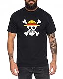 Piratenbande Luffy Monkey D. Herren T-Shirt Ruffy Zoro One Nami Lysop Piece, Farbe:Schwarz;Größe:XL