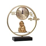 HUHAORAN2021 Tischuhr Modernes Licht Luxus Tischuhr Home Mode Uhr Ornamente Wohnzimmer Tischuhr Display Kreative Uhr Sitzen Buddha Tischbankdek