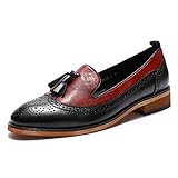 Mona Flying Penny Damen Slipper Casual Flache Schuhe für Frauen Damen Mädchen, (schwarz / rot), 37.5 EU