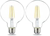 Amazon Basics E27 LED Lampe, Globe, 7W (ersetzt 60W), filament klar, 2er-Pack