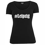 Damen T-Shirt #Leipzig Größe M Farbe Schwarz Druck W