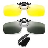 2 Paar Unisex Sonnenbrille Clip auf Nachtsicht Polarisierte Gläser Anti-Glare UV400 Schutz Fahren Angeln Schießen Jagd Skifahren Outdoor Sports Night Vision Eyewear für Männer F