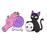 Gergxi Halloween Gothic Schmuck Hexenhand Kristallkugel Schädel Katze B