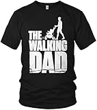 The Walking Dad - Papa Shirt Geschenk für Vatertag mit Kinderwagen Spruch Vater - Herren T-Shirt und Männer Tshirt, Farbe:Schwarz, Größe:XXL