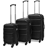 vidaXL 3X Reisekoffer Schwarz Trolley Kofferset Hartschalenkoffer R