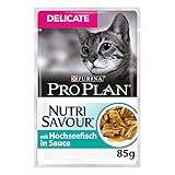 PURINA PRO PLAN DELICATE NUTRISAVOUR Katzenfutter nass, mit Hochseefisch, 26er Pack (26 x 85g)