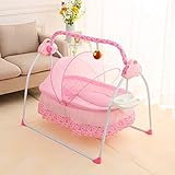 Elektrische Babywiege,Klappbett Baby Wippe,mit Moskitonetz&Fernbedienung & Bluetooth Musik