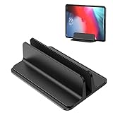 Kallrra Laptop Ständer Vertikal, Aluminium Tablet Halterung Platzsparender, Laptop Stand Laptopständer mit Einstellbarer Dock für iPad Handy MacBook Keyboard Notebook Samsung Lenovo Huawei, Schw