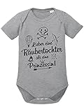 clothinx Baby Body Unisex Lieber eine Räubertochter als eine Prinzessin Sports Grey/Schwarz Gr. 74-80