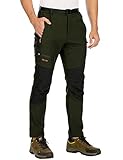 DAFENP Herren Wanderhose Outdoorhose Wasserdicht Softshellhose Winddicht Winter Skihose Snowboardhose Warm Gefüttert Trekkinghose KZ1662M-ArmyGreen2-XL