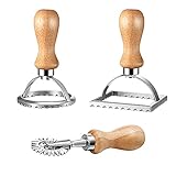 CJBIN Ravioli Ausstecher, 3 Stück Edelstahl Knödel Ravioliformer Set Ravioli Former mit Holzgriff und Geriffelter Kante Maultaschen Former, für Teigtaschen Maultaschen Pierogie & Dumplings (3er Set)