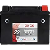 CARTEC Motorradbatterie YTX5L-BS, 4Ah, 80A, Gel Technologie Motorrad-Starter-Batterie, Erstausrüsterqualität, zyklenfest, lagerfähig, wartung