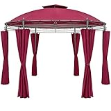 Casaria Pavillon Toscana Ø350cm Wasserabweisend Metall Garten Stabil Robust Seitenwände Garten Luxus Bordeaux