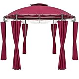 Casaria Pavillon Toscana Ø350cm Wasserabweisend Metall Garten Stabil Robust Seitenwände Garten Luxus Bordeaux