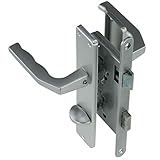 WC-Tür-Schloss Set 18x235 silber abgerundet DIN Rechts mit Griffen und Blenden F1