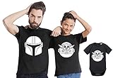 Mandalorian Yoda - Partner - T-Shirt Papa Vater Sohn Kind Baby Strampler Body Partnerlook, Größe:62, T-Shirts:Baby Body Schw