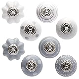 8 Stück Vintage Keramik Möbelgriffe Möbel Knöpfe Schrankknopf Porzellan Griff f. Apothekerkommode /Shabby Chic Kommode Antik