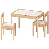 Ikea LATT-Kindertisch mit 2 Stühlen, weiß, Kiefer, beige, Table with 2 C